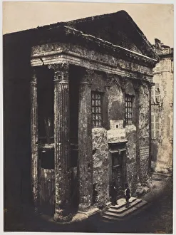 Facade, Temple of Augustus and Livia, Vienne, 1851. Creator: Edouard Baldus (French