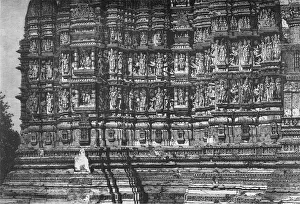 Stonework Prints: The Facade of the Temple of Kali at Kijraha, c1891. Creator: James Grant