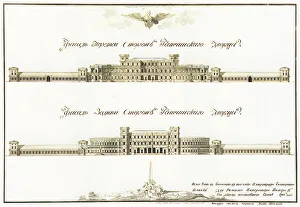 Facades of the Great Gatchina Palace, 1781. Artist: Rinaldi, Antonio (1709-1794) Facades of the Great Gatchina Palace, 1781. Artist: Rinaldi, Antonio (1709-1794)