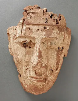 Roman Period Prints: Face from a Coffin, Ptolemaic Period-early Roman Period (332 BCE-100 CE). Creator: Unknown