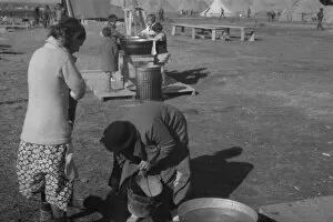 Hygiene Gallery: Facilities for washing in the camp for white flood refugees, Forrest City, Arkansas, 1937