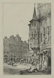Facisimilies of Sketches made in Flanders and Germany: Hotel de Ville, Prague, 1833