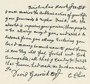 Kitty Prints: Facsimile of autograph letter by Kitty Clive, 1907