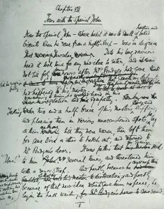 The Bookman Prints: Facsimile page of MS for The Country House, by John Galsworthy, 1907, (1928)