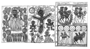 Facsimile of two pages of an Abyssinian Bible, 1868. Creator: Unknown