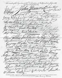 Facsimile of the Signatures to the Declaration of Independence, 4 July 1776 Facsimile of the Signatures to the Declaration of Independence, 4 July 1776