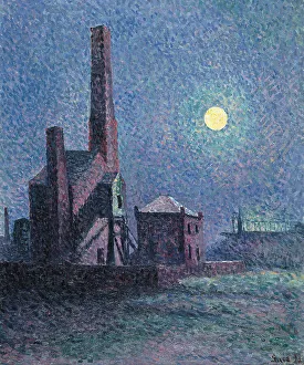 Luce Prints: Factory in the Moonlight. Artist: Luce, Maximilien (1858-1941)