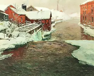 Snowy Prints: A Factory in Norway. Creator: Frits Thaulow