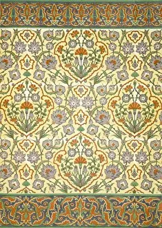 Arabesques Gallery: Faience mural with border using highly stylised repeating patterns of vegetal and floral forms, pub
