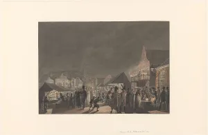 Street Lamp Prints: Fair at the Botermarkt in Amsterdam, 1810, 1810. Creator: Jan Antony Langendijk