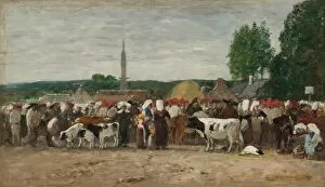 Boudin Collection: Fair in Brittany, 1874. Creator: Eugene Louis Boudin