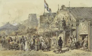Street Performer Prints: Fair in Leeuwarden, the Oldenhove in the distance