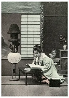 Captain F Brinkley Prints: A Fair Student, Japan, 1904