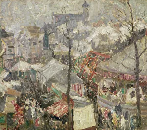 Marquee Prints: Fair at Vrijdagmarkt in Ghent, 1907. Creator: Gustave De Smet