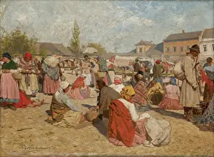 Sitting On Ground Prints: Fair at Wieliczka, before 1894. Creator: Antoni Kozakiewicz