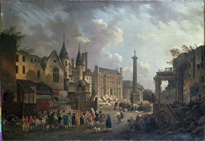 Crossroads Prints: Fairground show at an imaginary crossroads in Paris, c1770. Creator: Unknown