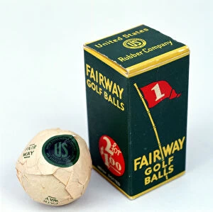 Fairway golf ball and box, c1910s