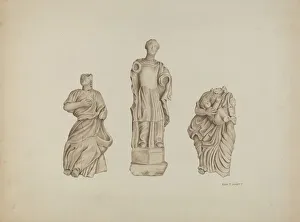 Faith, Hope and Charity: Stone Figures from Facade of Mission, 1936 Faith, Hope and Charity: Stone Figures from Facade of Mission, 1936
