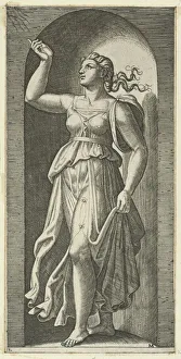 Faith personified by a woman standing in a niche, pointing to rays in the upper lef..., ca. 1515-25 Faith personified by a woman standing in a niche, pointing to rays in the upper lef..., ca. 1515-25