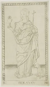Mantegna Prints: Faith plate 40 from Genii and Virtues, c.1465. Creator: Unknown