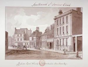 John Chessell Prints: Falcon Coal Wharf, Bankside, Southwark, London, 1827. Artist: John Chessell Buckler