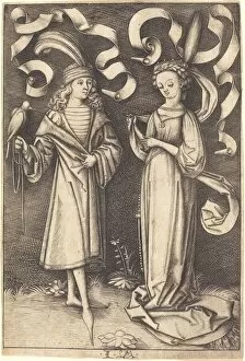 Falcon Collection: The Falconer and Noble Lady, c. 1495 / 1503. Creator: Israhel van Meckenem