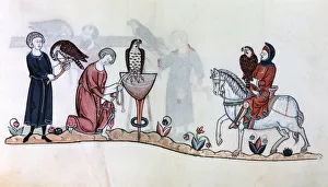 Falconers with their birds, 13th century