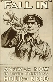 Propaganda Prints: Fall In : Answer Now in Your Countrys Hour of Need, 1915, (1935). Creator: Unknown