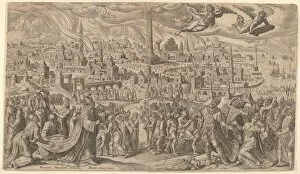 Maarten Van Gallery: The Fall of Babylon, 1569. Creator: Philip Galle
