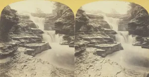 Albumen Print Stereo Collection: Fall Creek Ithaca Cascades above Irish Hammer Fall, 1860 / 65. Creator: J. C. Burritt