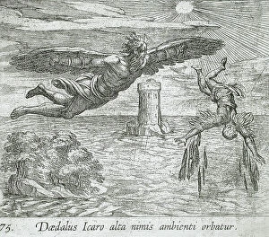 Mythical Figure Collection: The Fall of Icarus, published 1606. Creators: Antonio Tempesta, Wilhelm Janson