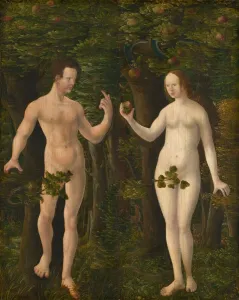 Tree Of Knowledge Collection: The Fall of Man [middle panel], c. 1535. Creator: Workshop of Albrecht Altdorfer