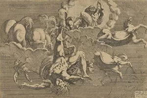 Francesco Primaticcio Collection: The Fall of Phaeton, 1545. Creator: Antonio Fantuzzi