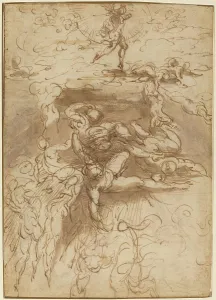 The Fall of the Rebel Angels [recto], c. 1524/1527. Creator: Parmigianino