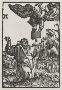 Albrecht Altdorfer German Prints: The Fall and Redemption of Man: The Message of the Angel to Joachim, 1515. Creator