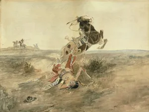 Fallen Indian Warrior, c.1886. Creator: Charles Marion Russell