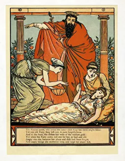 And down she falls in death-like sleep,, from The Blue Beard Picture Book, pub. 1879 And down she falls in death-like sleep,, from The Blue Beard Picture Book, pub. 1879