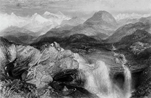 Roberts Emma Prints: Falls near the Source of the Jumna, 1845. Creator: Unknown
