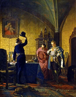 Sigismund Iii Of Poland Gallery: False Dmitry takes an oath of allegiance to King Sigismund III Vasa, 1874. Artist: Nikolay Nevryov