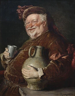 Father's Day Collection: Falstaff with a Tankard of Wine and Tin Cup, 1910. Artist: Gruetzner, Eduard, von (1846-1925)