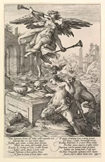 Fame Collection: Fame and History, from the series The Roman Heroes, 1586. Creator: Hendrik Goltzius