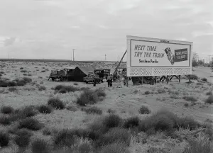 Camping Out Prints: Three families camped on the plains along US99 in California