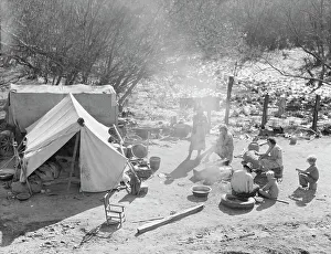 Camping Out Prints: Two families, camped by the roadside near Santa Maria