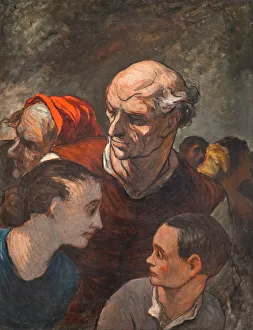 Honoré 1808 1879 Prints: Family On The Barricades. Artist: Daumier, Honore (1808-1879)