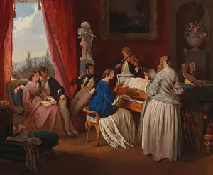 Biedermeier Collection: The Family Concert, 1841. Creator: Danhauser, Josef (1805-1845)