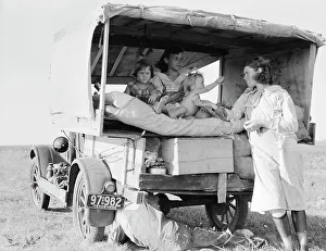Workwear Prints: Family between Dallas and Austin, Texas, 1936. Creator: Dorothea Lange