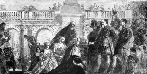 The Family of Darius Before Alexander - in the National Gallery - painted by Paul Veronese, 1857. Creator: Henry Duff Linton. The Family of Darius Before Alexander - in the National Gallery - painted by Paul Veronese, 1857