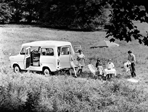 Folding Chair Prints: Family group with a 1968 Ford Explorer Camper van, (1968?)