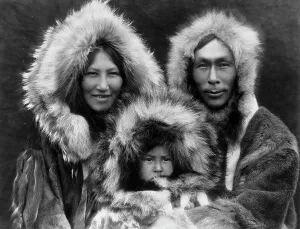 Eskimo Prints: A family group-Noatak, c1929. Creator: Edward Sheriff Curtis