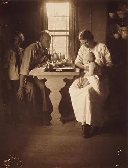 Kasebier Gertrude Prints: Family Group at a Table, c.1905. Creator: Gertrude Kasebier